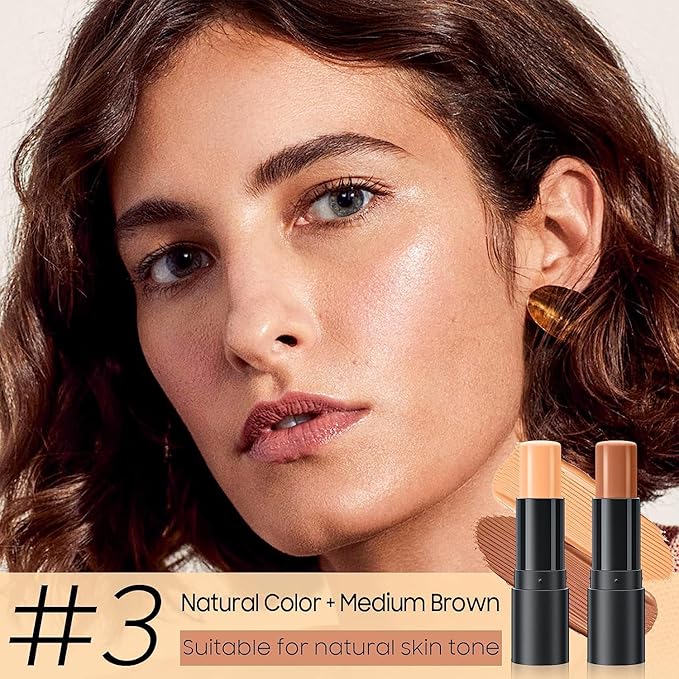 2023 Upgrade Contour Stick, 2 Colors Double-end Contour Highlighter Stick Contour Stick Face Highlighter Contour Makeup Contouring Sticks Cream Concealer (Natural, Netural Coffee)-FemmiqueWomen