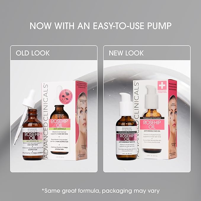 Advanced Clinicals Rosehip Oil For Face With Vitamin E + Botanicals Helps Improve Look Of Dark Spots, Wrinkles, Fine Lines, & Uneven Looking Skin Tone | Moisturizing Skin Care Face Serum, 1.8 Fl Oz-FemmiqueWomen