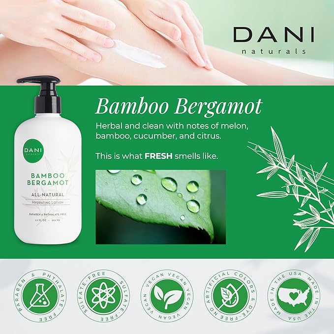 Naturals Hand & Body Lotion - Clean Bamboo Bergamot Scented, Deep Hydration Lotion for Dry Skin, With Shea Butter & Aloe Vera, Natural & Organic Ingredients, Paraben-Free, 12 Oz-FemmiqueWomen