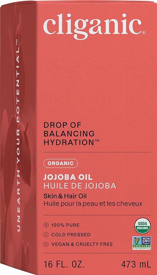 Cliganic Organic Jojoba Oil 16 oz, 100% Pure | Bulk, Natural Cold Pressed Unrefined Hexane Free for Hair & Face | Base Carrier Oil-FemmiqueWomen