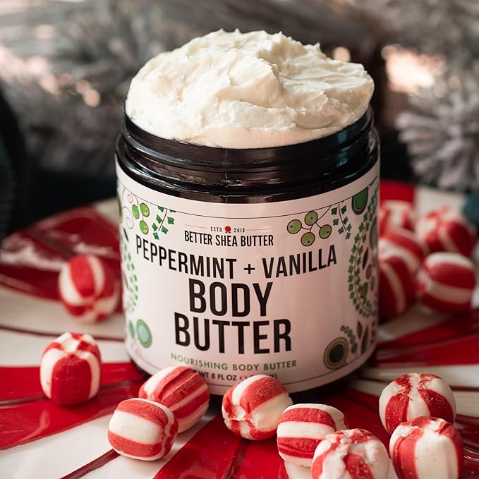Peppermint Vanilla Body Butter - Natural Lotion for Women with Shea Butter & Jojoba Oil - Non-Greasy Whipped Body Lotion for Dry Skin - Vanilla Scented Peppermint Body Lotion-FemmiqueWomen