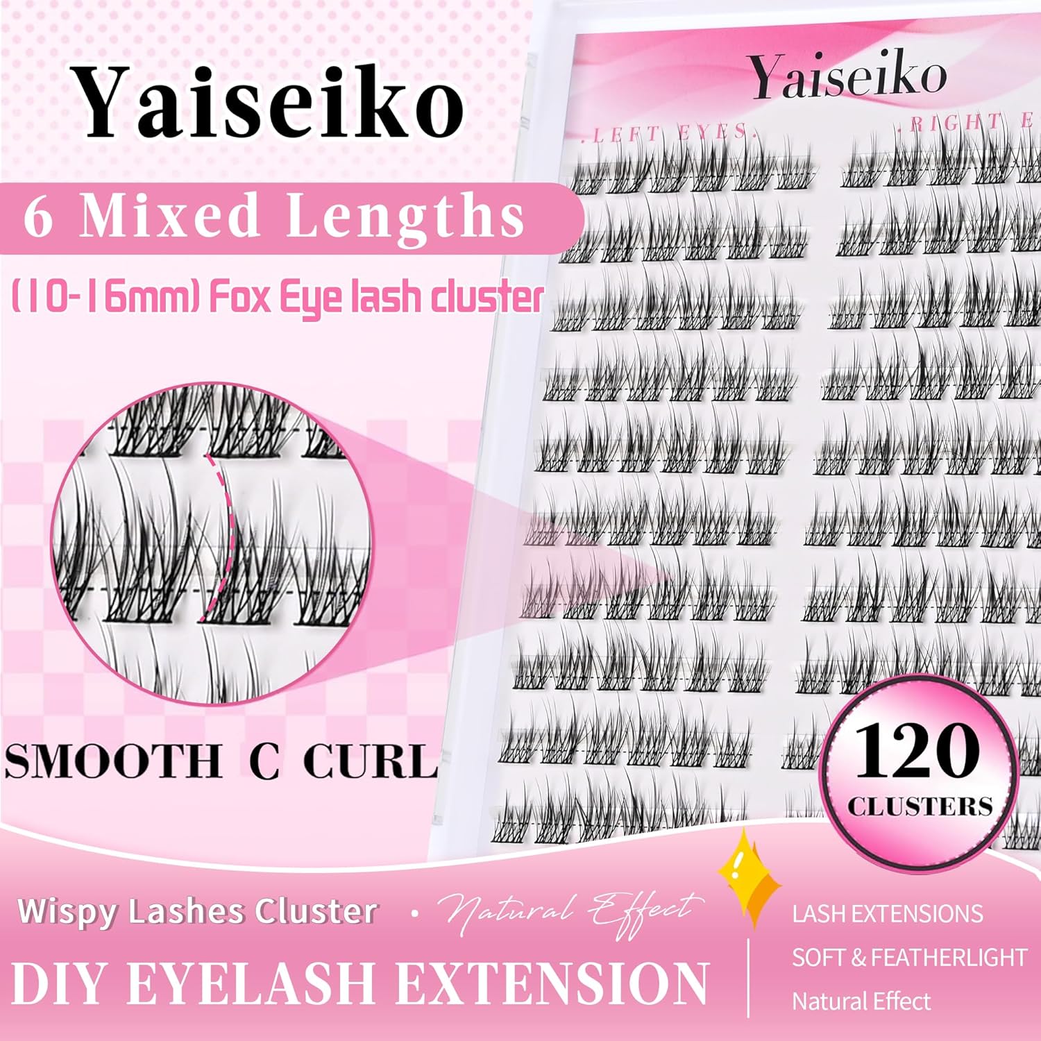 Natural Lash Clusters Wispy DIY Eyelash Clusters 120 pcs Cluster Lash Extensions C Curl Individual Lashes 10-16mm Mix Length Natural Look Lashes Clusters-FemmiqueWomen