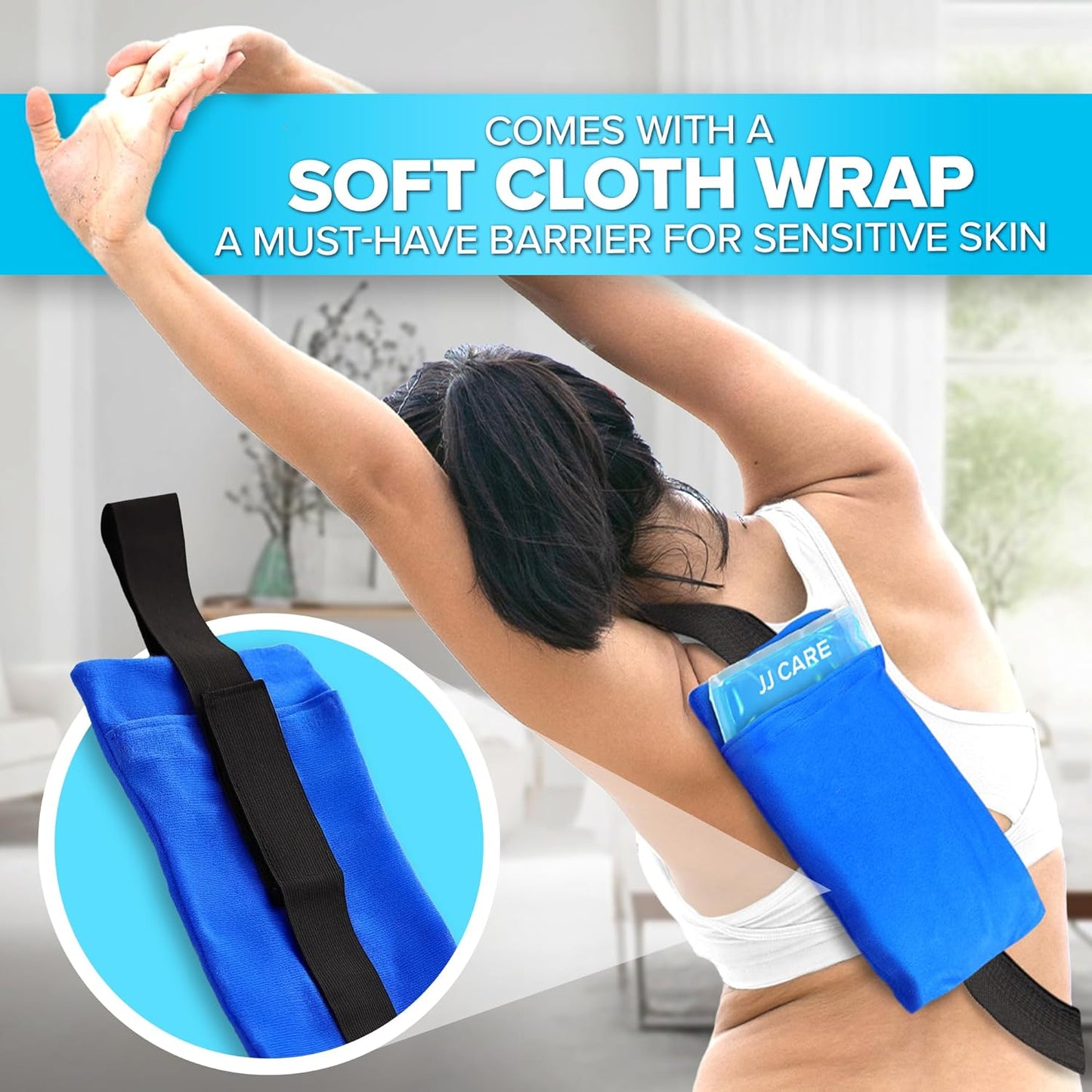 JJ CARE Gel Ice Packs Reusable (Pack of 2, XL) - Ice Packs for Injuries Reusable - Soft Ice Pack for Injuries with Wrap - Flexible Therapy, for Knee, Back, Neck, Wrist, & Ankle-FemmiqueWomen