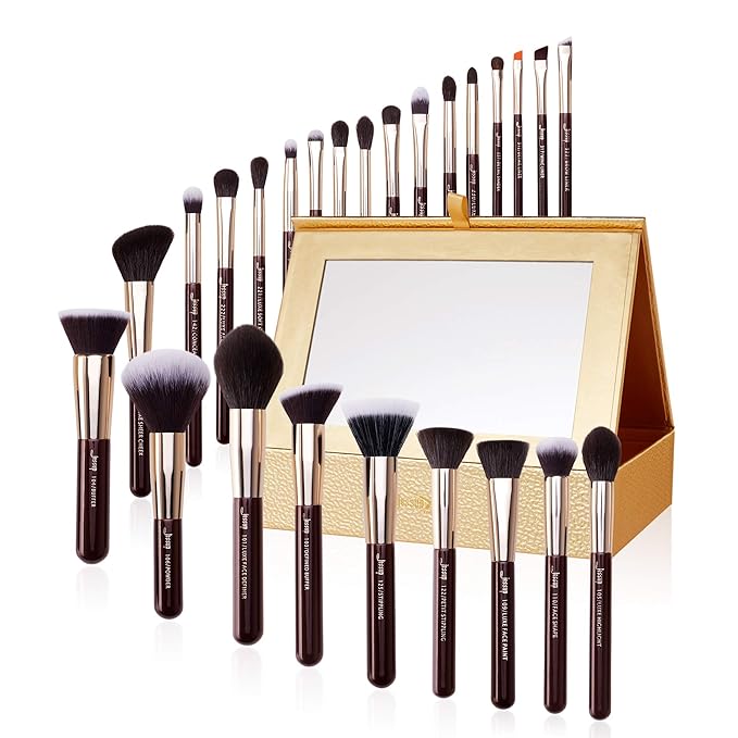 Jessup Makeup Brushes Set Professional Makeup Brush Eyeshadow Blending Powder Foundation Blusher Concealer 25pcs with Cosmetics Storage Box, Zinfandel T285-FemmiqueWomen