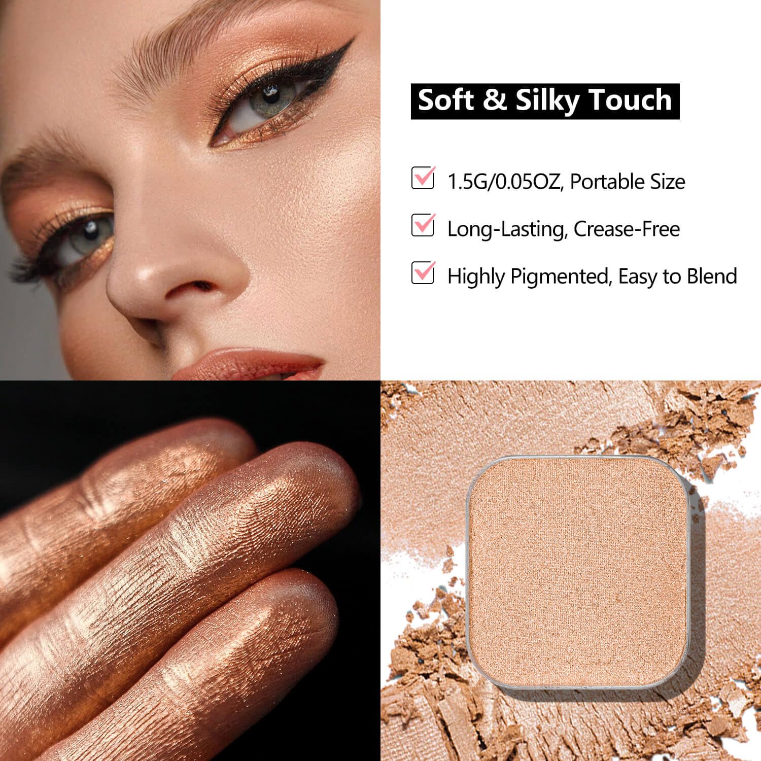 3-Color Eyeshadow Combo Pack – Matte & Shimmer Neutral Shades,Powder, Highly Pigmented, Long-Lasting, Refills Pans for Custom Magnetic Palette-FemmiqueWomen