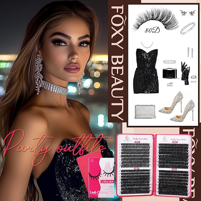 Lash Clusters 640PCS - Natural Fluffy Lash Clusters 40D+60D+80D+100D Fluffy Wispy Lash Clusters D Curl Lash Extension 11-18MM Individual Lash Clusters Cluster Eyelash Extensions for Beginners-FemmiqueWomen