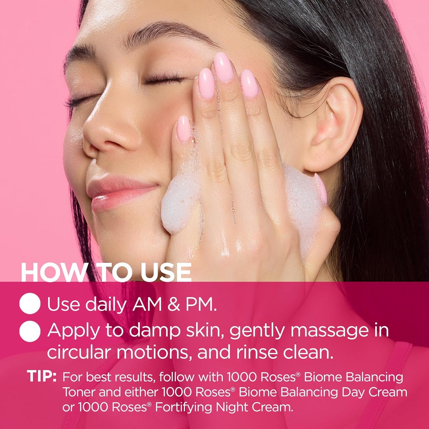 Andalou Naturals 1000 Roses Gentle Cleansing Foam | Foaming Face Wash with Rose Stem Cells & Organic Aloe Leaf Juice | Hydrating Daily Cleanser for Sensitive Skin | 5.5 fl oz-FemmiqueWomen