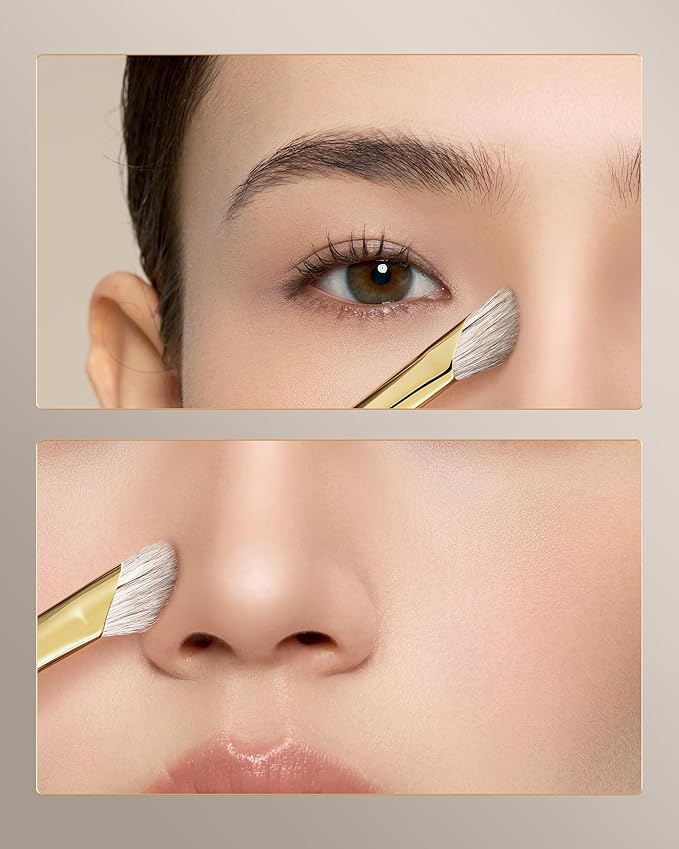 Desert Oak Series Pro Nose Sculptor - Arctic Fluff Hybrid Bristles for Nasal Contouring, Wide Angled Nose Brush, Bubinga Handle (CM 197)-FemmiqueWomen