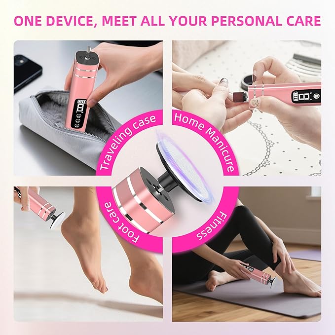 2 in 1 Electric Foot Callus Remover,9 Adjustable Speeds Rechargeable Electric Dead Skin Sander Pedicure Tools with Sandpaper Disk and Nail Drill Bits,Grinding Heads for Women&Men-FemmiqueWomen