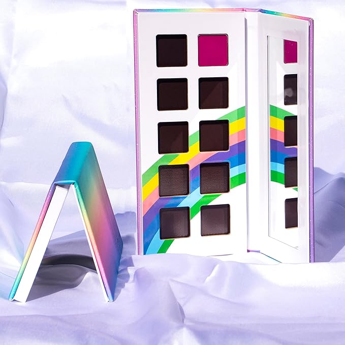 2PCS PU leather pastel sparkle empty magnetic palette with 10Pcs 26mm Round Metal Pans and 10Pcs 23mm square Metal Pans,DIY Eye Shadow makeup palette,elastic, flexible and lubricated, waterproof and easy to clean (Suit-1)-FemmiqueWomen