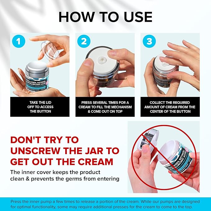 SimplyVital Collagen, Retinol & Hyaluronic Acid Cream - Anti-Aging Face Moisturizer for Face, Firming Skin Care Neck & Décolleté - Made in USA, Daily Moisturizer Face Cream Day & Night - 1.7 fl.oz.-FemmiqueWomen