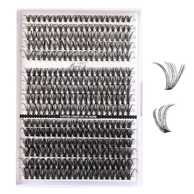 Lash Clusters 320pcs Individual Lashes 30D&40D&60D DIY Lash Extensions D Curl Lash Clusters False Eyelashes Natural Look 11-20mm Mix Cluster Eyelash Extensions EASY TO USE (30D+40D+60D-0.07D)-FemmiqueWomen