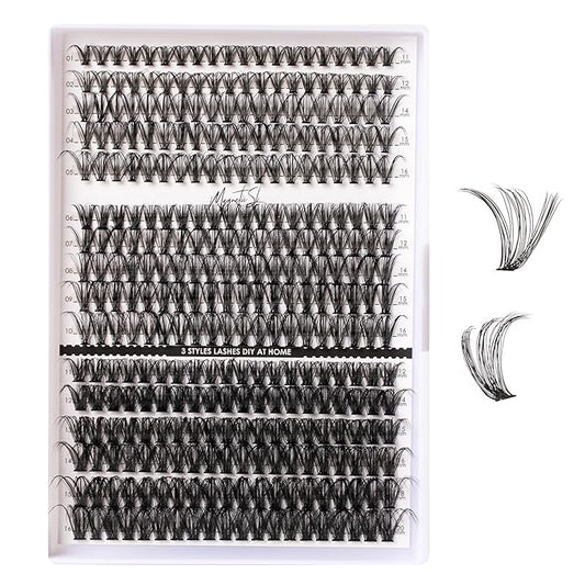 Lash Clusters 320pcs Individual Lashes 30D&40D&60D DIY Lash Extensions D Curl Lash Clusters False Eyelashes Natural Look 11-20mm Mix Cluster Eyelash Extensions EASY TO USE (30D+40D+60D-0.07D)-FemmiqueWomen