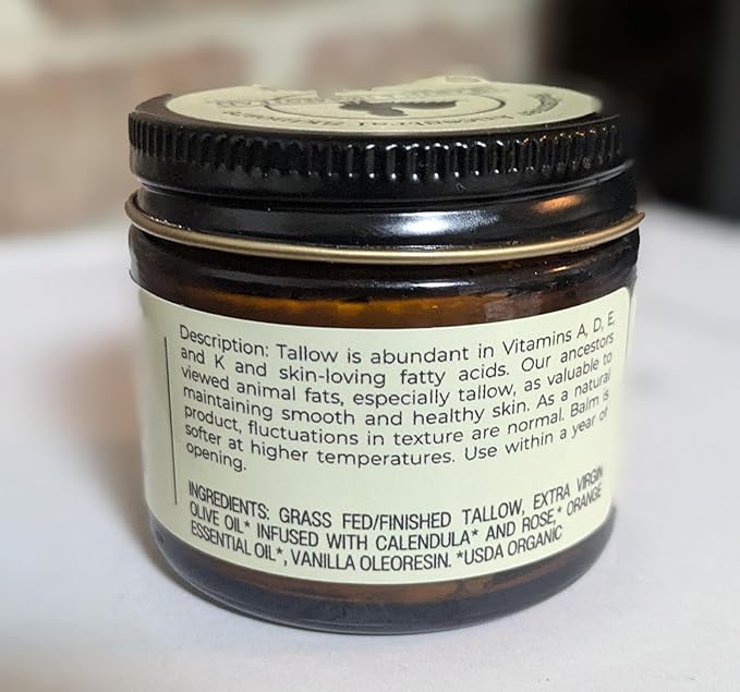 Handmade Whipped Tallow Balm (Vanilla Orange) - Organic Body Butter with Infused Olive Oil, for Eczema, Rosacea, Baby - 1.3 oz-FemmiqueWomen