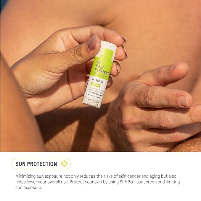Raw Elements Organic Outdoor Sunscreen Lip Balm Rescue - SPF 30, UVA-UVB Protection, Reef-Safe, Non-Nano Zinc, Water Resistant, 0.15 oz (Pack of 1)-FemmiqueWomen