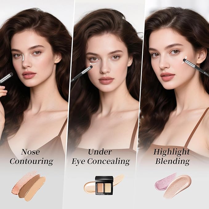 DUcare Tapered Small Concealer Brush Under Eye, Nose Contour Brush Mini Makeup Brushes Ideal for Liquid, Cream, and Powder Concealer(V03)-FemmiqueWomen