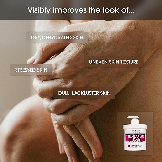Advanced Clinicals Bulgarian Rose Lotion For Women | Rose Scented Vitamin C Body Lotion Cream | Visible Anti Aging Vitamin E Moisturizer Body Butter Improves Look Of Sagging Dry Skin & Texture, 16 Oz-FemmiqueWomen