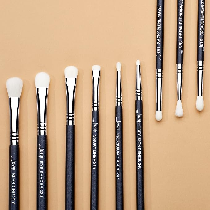 Jessup Eyeshadow Brush Set 11pcs Eye Makeup Brushes Set Professional Eye Shadow Brush Blending Brush Shader Crease Brush Black T340-FemmiqueWomen