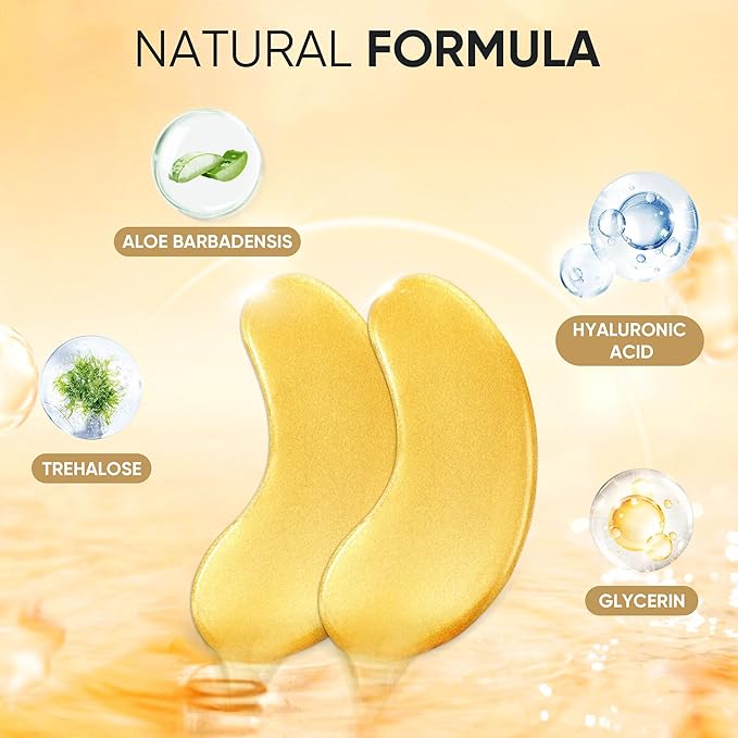 200Pcs/100 Pair Under Eye Patches Gold for Dark Circles, Puffy Eyes, and Wrinkles, 24K Gold Eye Mask for Face, Eye Cream for Men and Women-FemmiqueWomen