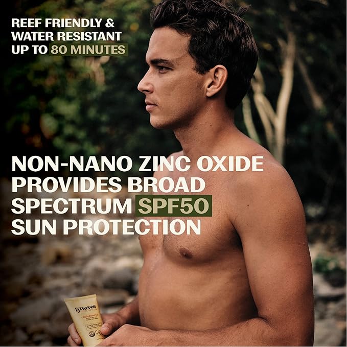 Thrive Natural Care Reef Safe Sunscreen SPF50 - Hawaii 104 Reef Act Compliant - Mineral Sunscreen Non-Nano Zinc Oxide - Vegan, (5.8 Oz (Pack of 3))-FemmiqueWomen