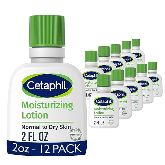 Cetaphil Face & Body Moisturizer, Hydrating Moisturizing Lotion for Normal to Dry Skin, Suitable for Sensitive Skin, 2 oz Pack of 12, Fragrance Free, Hypoallergenic, Non-Comedogenic-FemmiqueWomen