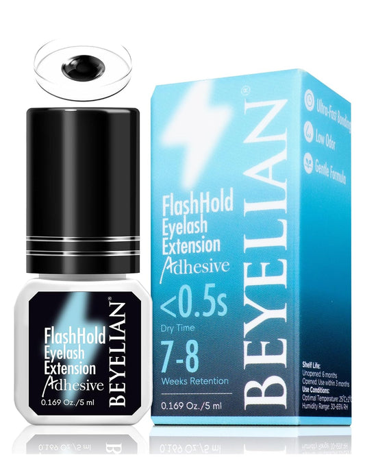 BEYELIAN Sensitive Eyelash Extension Glue 0.17fl.oz/5ml / 0.5Sec Drying Time/Retention – 7-8 Weeks/Black Adhesive/Professional Hypoallergenic Formaldehyde-Free Lash Extension Glue Supplies-FemmiqueWomen