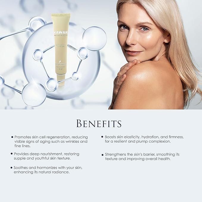KAWAR Dead Sea Anti-Aging Face & Neck Cream | Hyaluronic Acid, Collagen, Niacinamide | Anti-Wrinkle Moisturizer for Women & Men, 1 oz-FemmiqueWomen