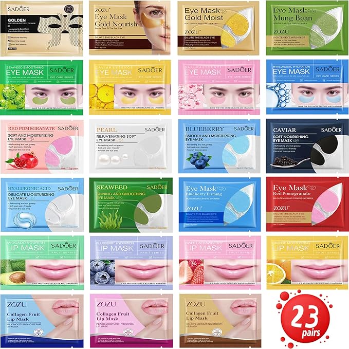 23 Pairs Collagen Under Eye Patches，Gold Under Eye Mask For Removing Dark Circles, Puffiness & Wrinkles，Eye Mask Skincare For Puffy Eyes With Hyaluronic Acid，Eye Bags Treatment For Women-FemmiqueWomen
