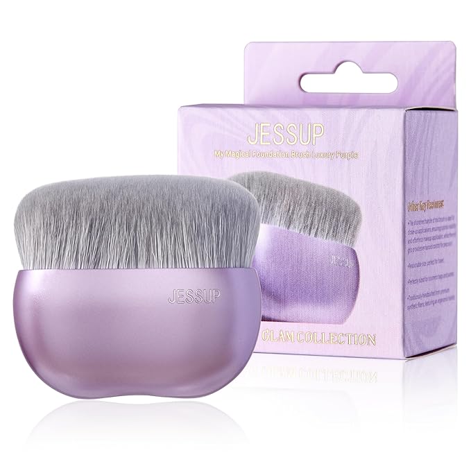 Jessup Foundation Brush for Liquid Makeup, Large Flat Top Kabuki Brush for Blending, Buffing, Stippling, Luxury Purple SF003-FemmiqueWomen
