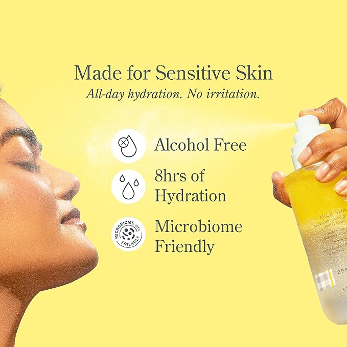 Beekman 1802 Milk Shake Hydrating Face Mist - Hyaluronic Acid & Squalane Facial Mist Minimizes Pores & Gently Moisturizes - Makeup Setting Spray - Fragrance-Free-FemmiqueWomen