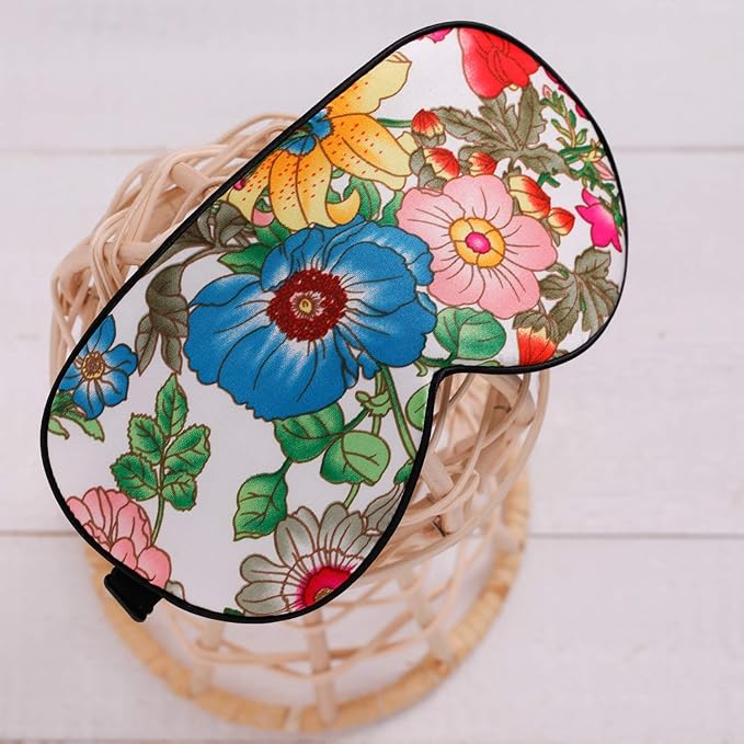 100% Pure Silk Eye Mask Sleep Eye Mask Eye Cover Eyeshade Sleeping Eye Mask Printed Colors (#10)-FemmiqueWomen