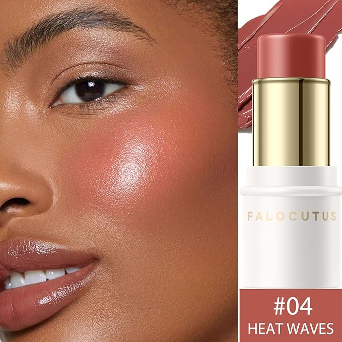 2Pcs Cream Blush Makeup Stick,Monochromatic Multi-Stick Face Blush for Cheek,Lip and Eye,Matte and Dewy Finish for Long Wearing,Easy Application.HEAT WAVES-FemmiqueWomen