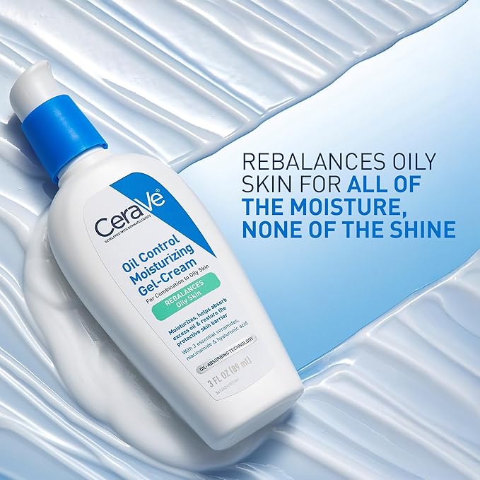 CeraVe Oil Control Moisturizing Gel-Cream, Face Moisturizer for Oily Skin, Niacinamide, Hyaluronic Acid & Oil Absorbing Technology To Rebalance Oily Skin, Non-Comedogenic, Fragrance Free & Oil-Free-FemmiqueWomen