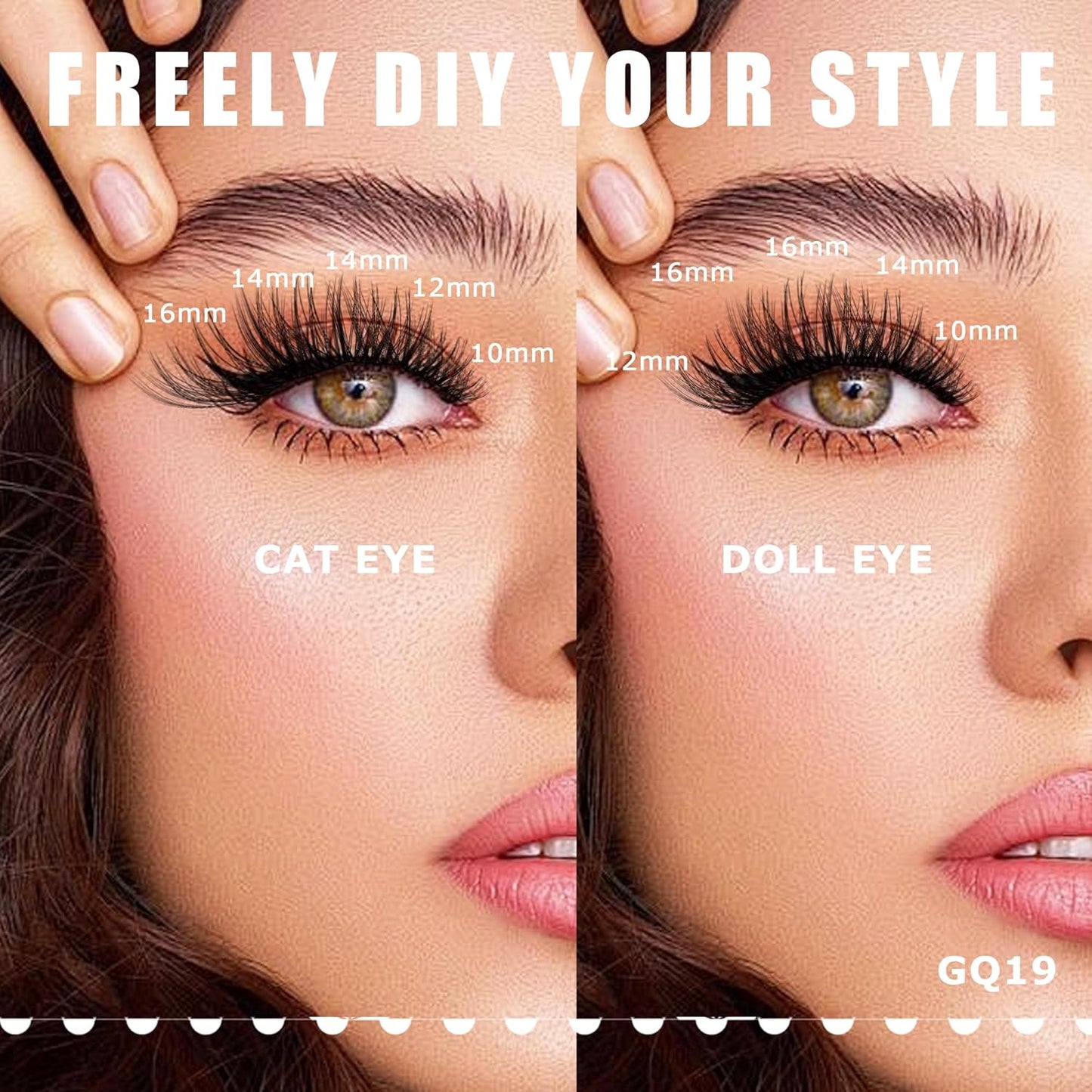 GAQQI Lash Clusters, GQ19 False Eyelashes DIY Lash Extensions C Curl Cluster Lashes 120PCS 12MM Only, Natural and Wispy Individual Lash Wisps (GQ19,12mm,C Curl )-FemmiqueWomen