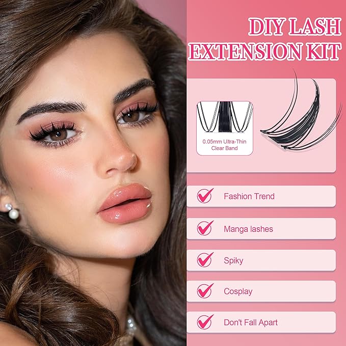 Lash Clusters - Lash Clusters Kit Mix Manga Lases 360pcs Eyelash Clusters Spiky Lases Clusters DIY at Home No Glue Included-FemmiqueWomen