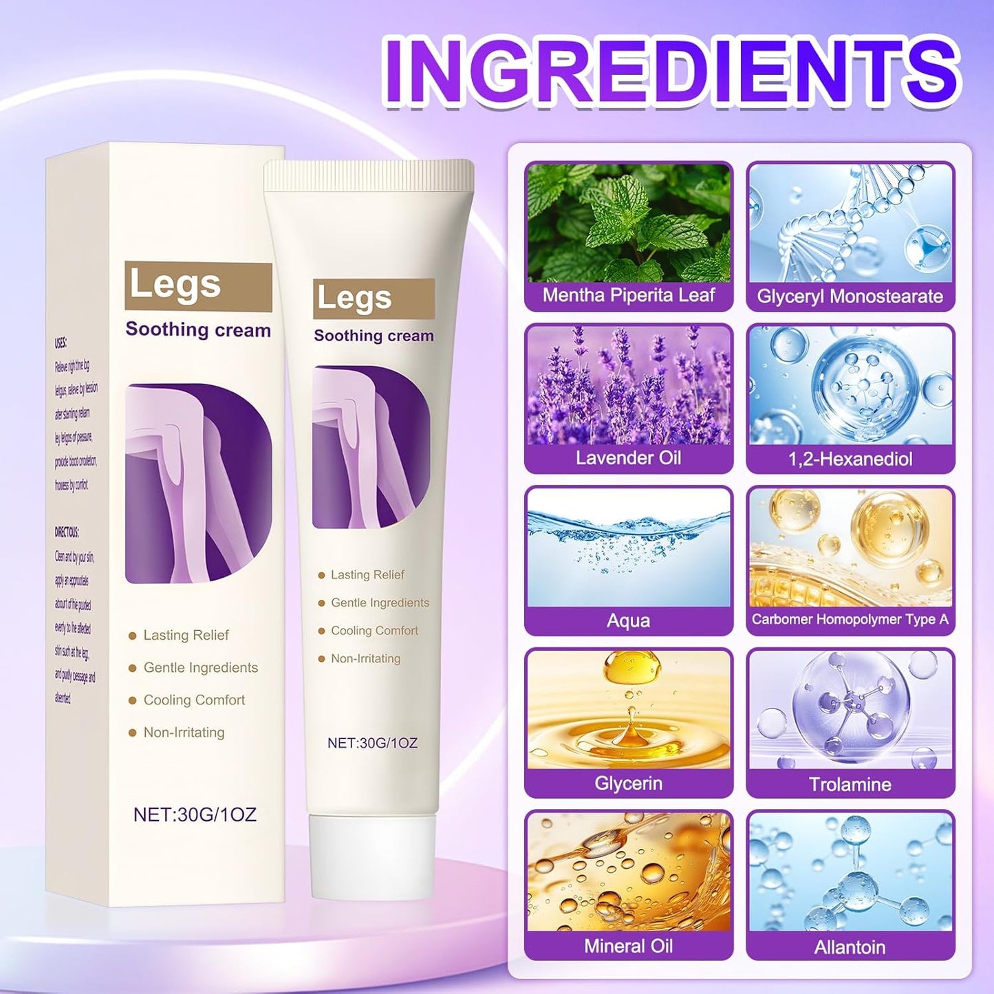 2Pcs Soothing Leg Cream –Varicose Veins Relief,Relieve Gel for Leg Discomfort,Soothing Cooling Gel,Sports Cooling Body Care Cream,Fast Absorbing for Women and Men-FemmiqueWomen