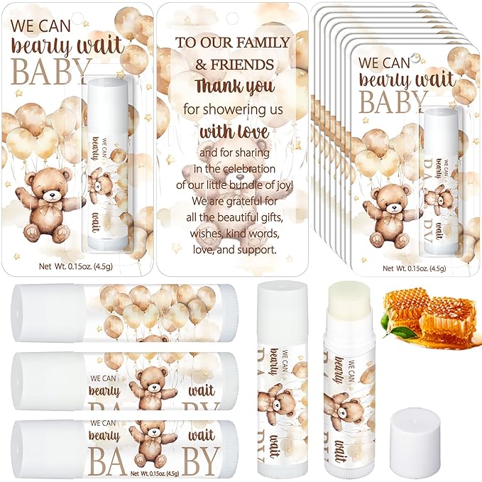 30 Pack Bear Baby Shower Party Gifts Favors Gifts Bulk Lip Balms for Guests Woman Man Entertainment Neutral Gender Reveal Favors Baby Shower Prizes Souvenirs Baby Gift Bags Stuffers-FemmiqueWomen