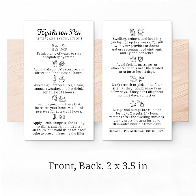 100 Pack - Premium Hyaluron Pen Lip Filler Aftercare Instructions Card 2 x 3.5" Accessories Supplies Kit Care - HP07A100_N-FemmiqueWomen