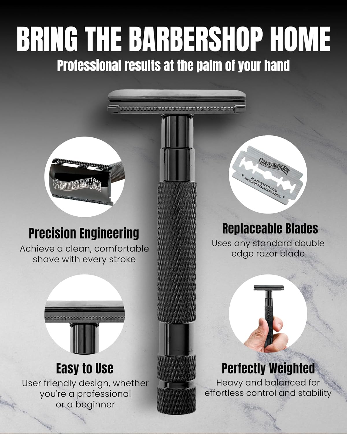 Safety Razor Shaving Kit | Vintage Wet Shave Grooming Set for Men - Includes: Safety Razor, Hair Shaving Brush, Alum Block, Shave Soap, Bowl & Double Edge Razor Blades-FemmiqueWomen