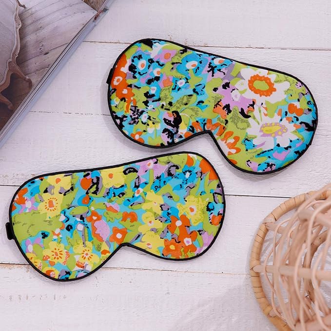 100% Pure Silk Eye Mask Sleep Eye Mask Eye Cover Eyeshade Sleeping Eye Mask Printed Colors (#17)-FemmiqueWomen