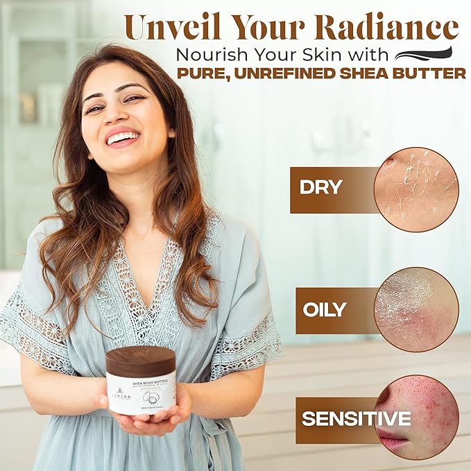 AZMERA Handcrafted Whipped Shea Body Butter – Unscented Moisturizer for Dry, Sensitive Skin with Argan Oil & Vitamin E – Vegan, Non-Greasy Whipped Body Butter for Women & Men – 8.82 oz-FemmiqueWomen