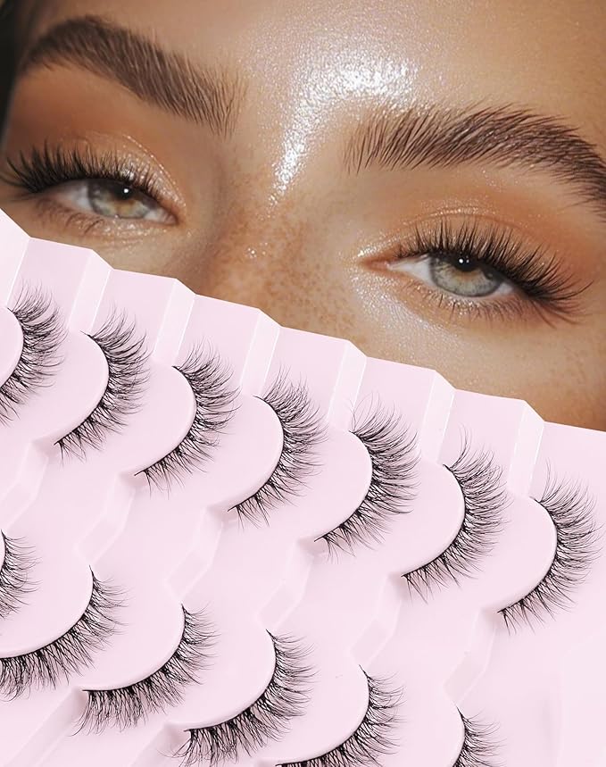Natural Lashes Mink Natural Eyelashes False Eyelashes Natural Look False Lashes Wispy Eye Lashes Cat Eyelashes Fake Lashes UK222-FemmiqueWomen