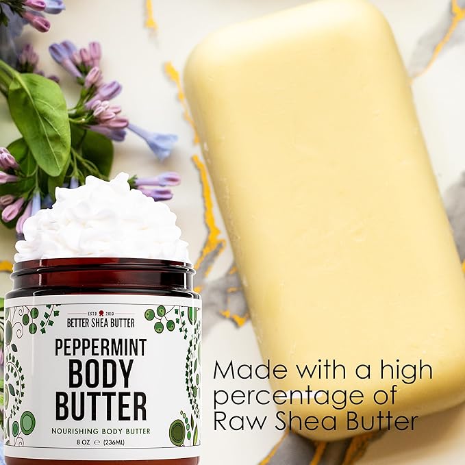 Peppermint Body Lotion | Moisturizer for Dry Skin | with Raw Shea Butter and Jojoba Oil | No Synthetic Fragrances, Non-Greasy Body Cream for Men and Women | 8 oz-FemmiqueWomen