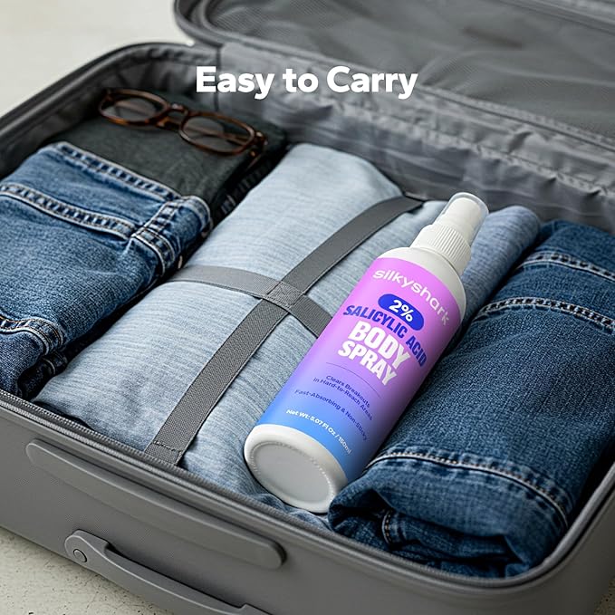 Salicylic Acid Spray (5.07 Fl Oz), 2% Salicylic Acid Body Spray, Body Acne Treatment for Bacne, Blackheads & Blemishes, Back & Chest Acne Spray for Face & Body, 360° Mist for All Skin Types-FemmiqueWomen