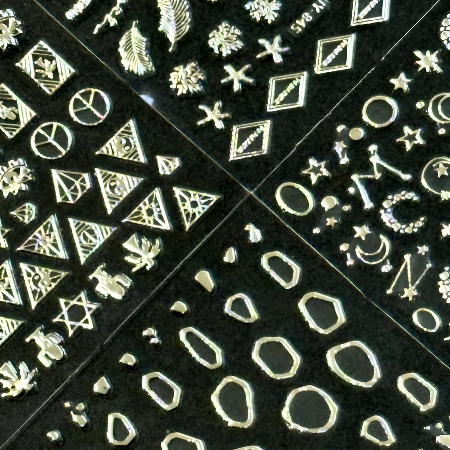 30 Sheets Silver Nail Art Stickers 3D Self-Adhesive Line Nail Decals Silver Star Nail Stickers Moon Heart Nail Supplies Nail Art Design for DIY Acrylic Nails Decoration Accessories for Women-FemmiqueWomen