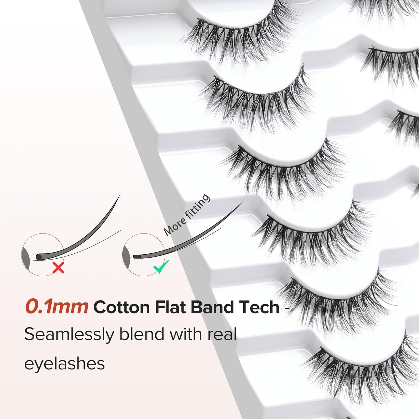 Eyelashes Wispy Natural Lashes 12mm Short Strip Lashes Thinner Band 3D Volume Fake Eyelashes Siligli Eyelashes C Curl False Lashes Pack 7 Pair-FemmiqueWomen