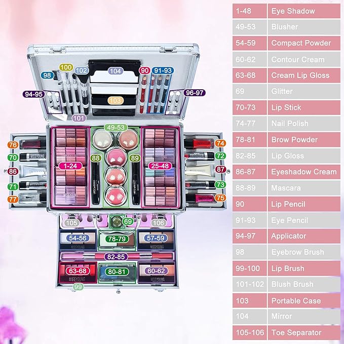 102 Colors Professional make up set, All in one makeup kit for women full kit, Cosmetics teenagers, Makeup palette-FemmiqueWomen
