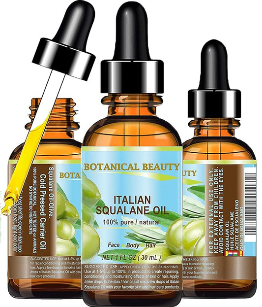 SQUALANE Italian Olive. 100% Pure Natural Undiluted Oil. 1 fl.oz- 30ml. 100% Ultra-Pure Moisturizer for Face, Skin, Body, Hair. Reliable 24/7 Skincare Protection-FemmiqueWomen