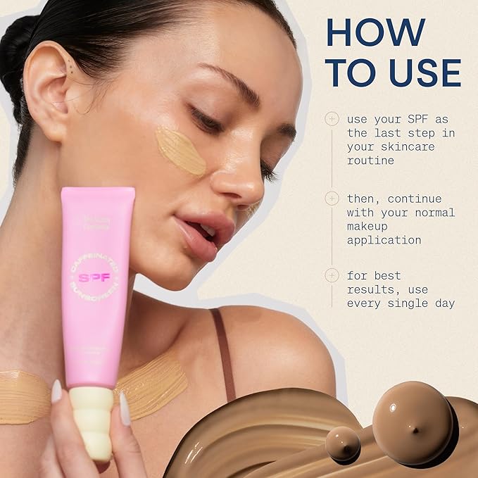 The Skinny Confidential Caffeinated Mineral Sunscreen, SPF 40 - Fragrance-Free Face Sunscreen with No White Cast - Non-Greasy & Lightweight Sun Screen Lotion Reduce Wrinkles, Redness & Puffiness-FemmiqueWomen