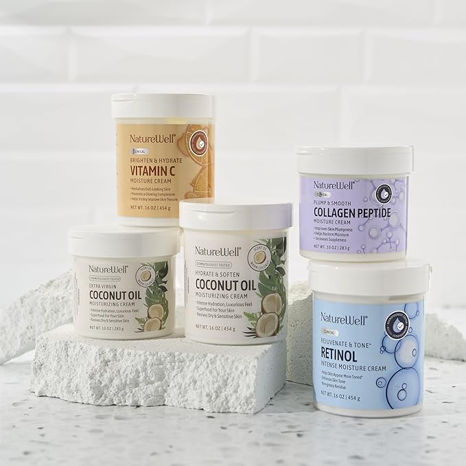 NATURE WELL Hydrate & Soften Coconut Oil Moisturizing Cream for Face, Body, & Hands, Non-Greasy, Intense Hydration & Luxurious Feel, Revives Dry & Sensitive Skin, Superfood for Your Skin, 16 Oz-FemmiqueWomen